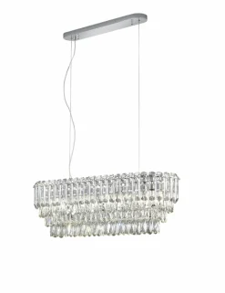 TRIO Retrofit Balkenpendel TRS MALIZIA Kristallglasbehang klar/chromfarbig