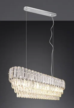 TRIO Retrofit Balkenpendel TRS MALIZIA Kristallglasbehang klar/chromfarbig