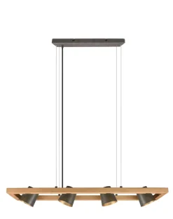 TRIO Retrofit Balkenpendel BELL Holz /nickelfarbig antik