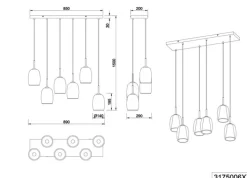 TRIO Retrofit Balkenpendel TRS BARRET 89 cm schwarz /rauchfarbig