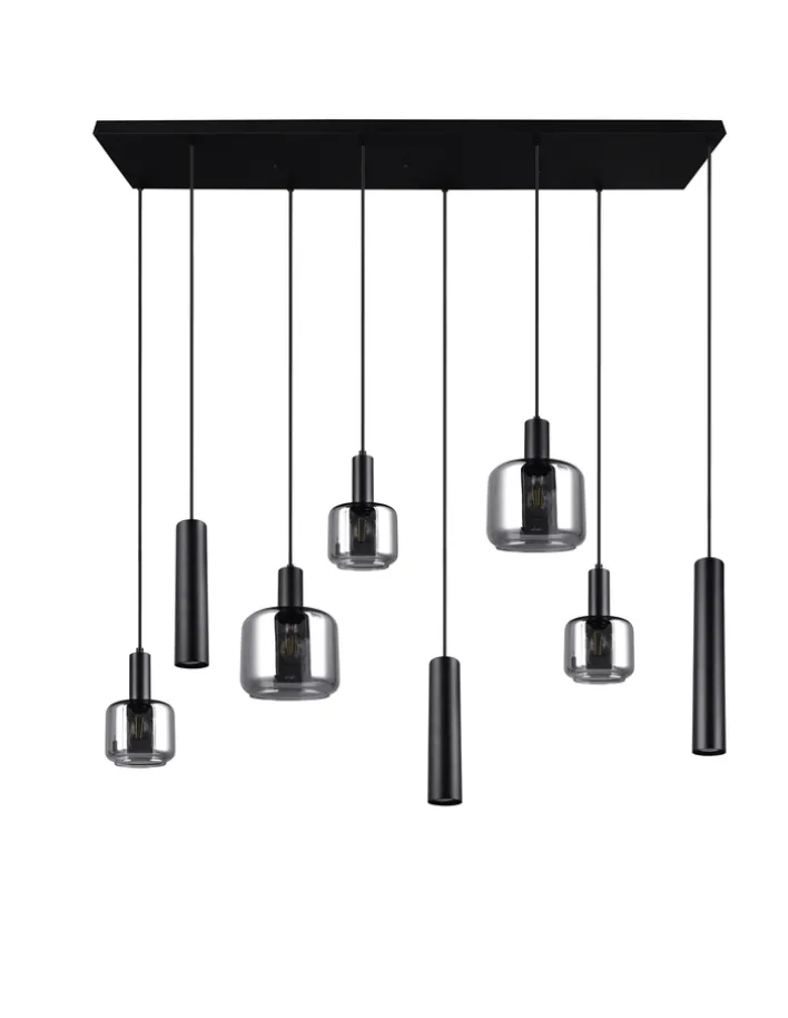 TRIO Retrofit Balkenpendel MATARO 8-flg schwarz /smoke