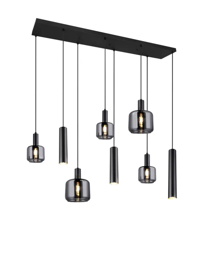 TRIO Retrofit Balkenpendel MATARO 8-flg schwarz /smoke