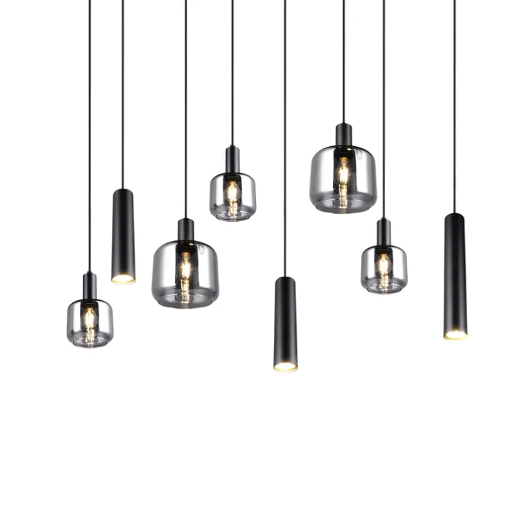 TRIO Retrofit Balkenpendel MATARO 8-flg schwarz /smoke