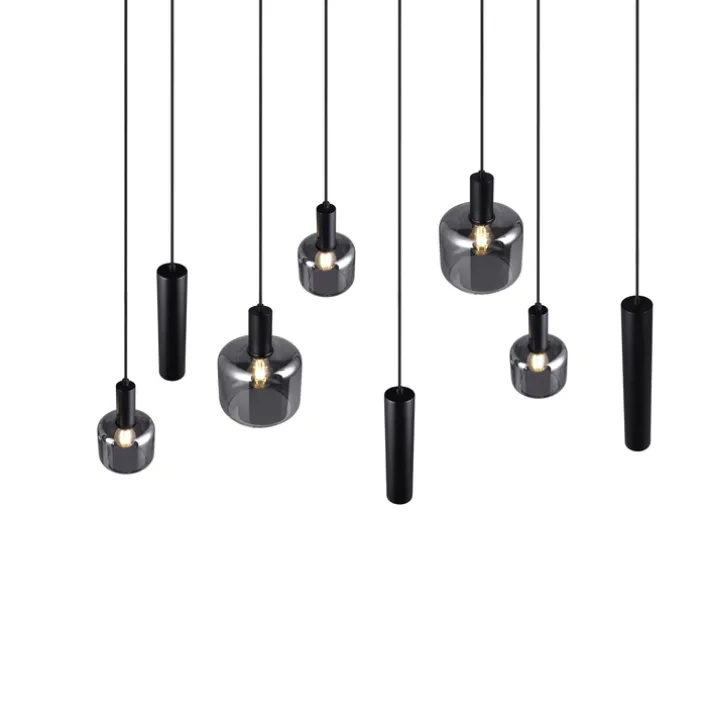 TRIO Retrofit Balkenpendel MATARO 8-flg schwarz /smoke