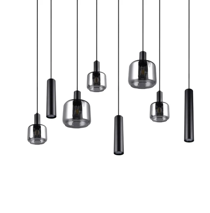 TRIO Retrofit Balkenpendel MATARO 8-flg schwarz /smoke