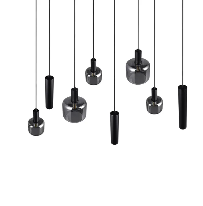 TRIO Retrofit Balkenpendel MATARO 8-flg schwarz /smoke