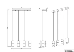 TRIO Retrofit Balkenpendel ROBIN 4-flg