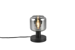 TRIO Tischlampe MATARO Glas Ø 12 cm Höhe 18 cm matt Schwarz/Smoke
