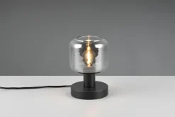 TRIO Tischlampe MATARO Glas Ø 12 cm Höhe 18 cm matt Schwarz/Smoke