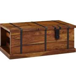 Truhentisch 100 x 40 cm Sheesham braun schwarz