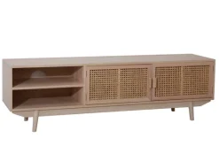 TV-Lowboard 150 x 45 cm Braun/ Rattan