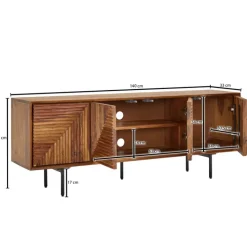 TV-Lowboard 140 x 54 cm Schwarz/ Sheesham massiv