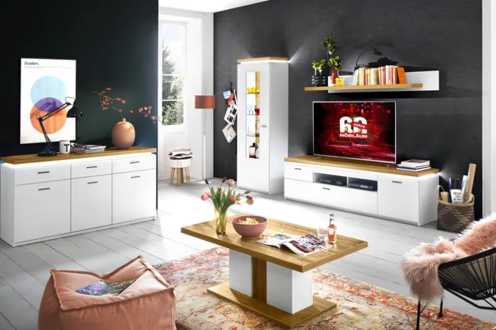 TV-Lowboard AARON weiß/ braun