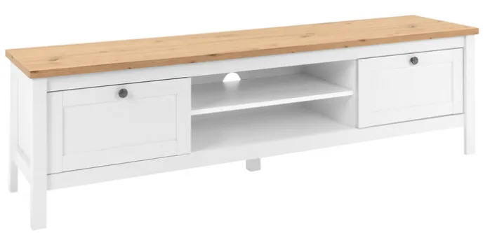 TV-Lowboard BERGEN 160 x 45 cm weiß/Artisan Oak