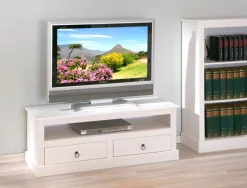 TV-Lowboard LUKAS 118x45x39 cm Massivholz Kiefer weiß