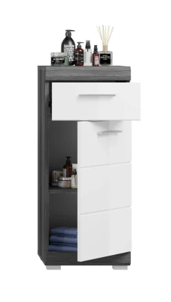 Unterschrank SCOUT 37 x 88 cm grau/ weiß Hochglanz