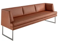 Variano Bank CUBE 229 x 67 cm caramelfarbig/Edelstahl-Optik gebürstet