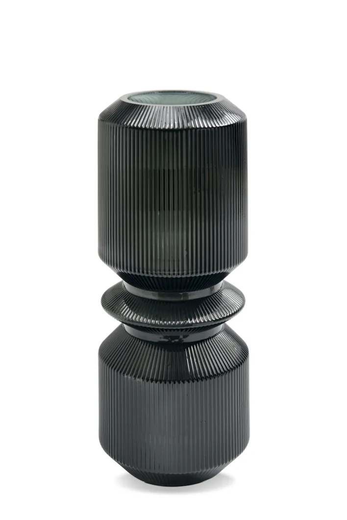 Vase BLACK FOREST Glas Durchmesser 12 cm Höhe 31 cm Anthrazit