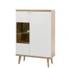 Vitrine 21 LENA/MERLE 90x134 cm Weiß Matt / Riviera Eiche Dekor