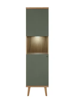 Vitrine ALVA 50 x 197 cm salbeifarbig/braun