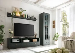 Vitrine ASCOT 50 x 197 cm grün/goldfarbig