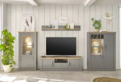 Vitrine CHAMBORD 68 x 142 cm hellgrau/braun