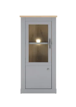 Vitrine CHAMBORD 68 x 142 cm hellgrau/braun