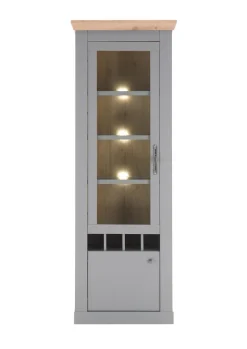 Vitrine CHAMBORD 71 x 201 cm hellgrau/braun