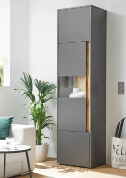 Vitrine CITY 50 x 200 cm Anthrazit/Wotan Eiche Dekor
