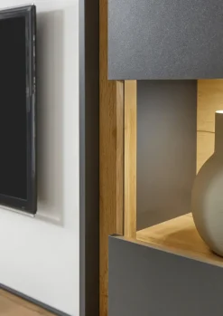 Vitrine CITY 50 x 200 cm Anthrazit/Wotan Eiche Dekor