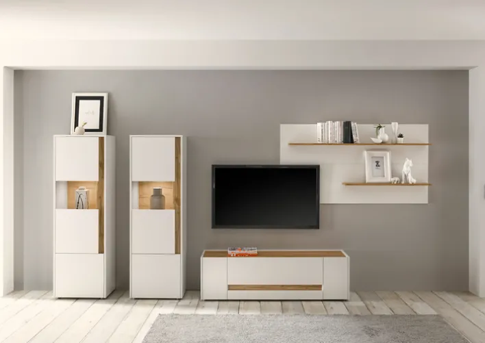 Vitrine CITY 50 x 157 cm weiß/braun