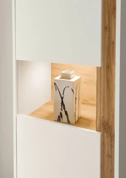 Vitrine CITY 50 x 157 cm weiß/braun