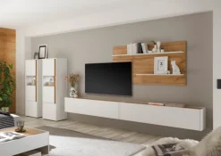 Vitrine CITY 50 x 157 cm weiß/braun