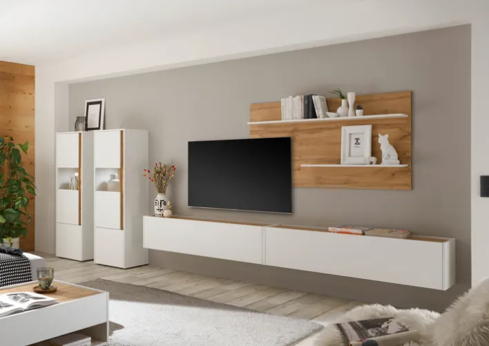 Vitrine CITY 50 x 157 cm weiß/braun