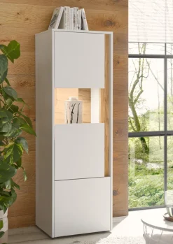 Vitrine CITY 50 x 157 cm weiß/braun