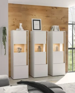 Vitrine CITY 50 x 157 cm weiß/braun