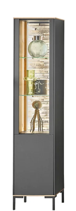 Vitrine COMO 42x180 cm Anthrazit matt Lack/Asteiche-Dekor