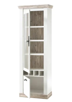 Vitrine FLORENZ 71 x 201 cm weiß/braun