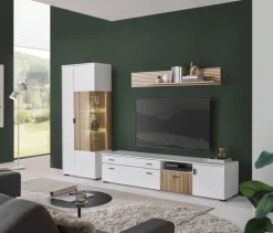 Vitrine HUDSON 75 x 180 cm weiß/braun