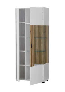 Vitrine HUDSON 75 x 180 cm weiß/braun