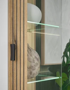 Vitrine HUDSON 75 x 180 cm weiß/braun