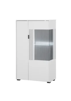 Vitrine HUDSON 75 x 125 cm weiß/weiß-schwarz