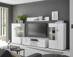 Vitrine HUDSON 75 x 125 cm weiß/weiß-schwarz