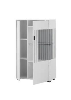 Vitrine HUDSON 75 x 125 cm weiß/weiß-schwarz