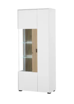 Vitrine HUDSON 75 x 180 cm weiß/braun