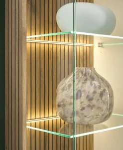 Vitrine HUDSON 75 x 180 cm weiß/braun