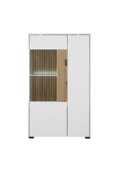 Vitrine HUDSON 75 x 125 cm weiß/braun