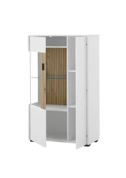 Vitrine HUDSON 75 x 125 cm weiß/braun