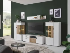 Vitrine HUDSON 75 x 125 cm weiß/braun