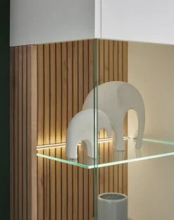 Vitrine HUDSON 75 x 125 cm weiß/braun